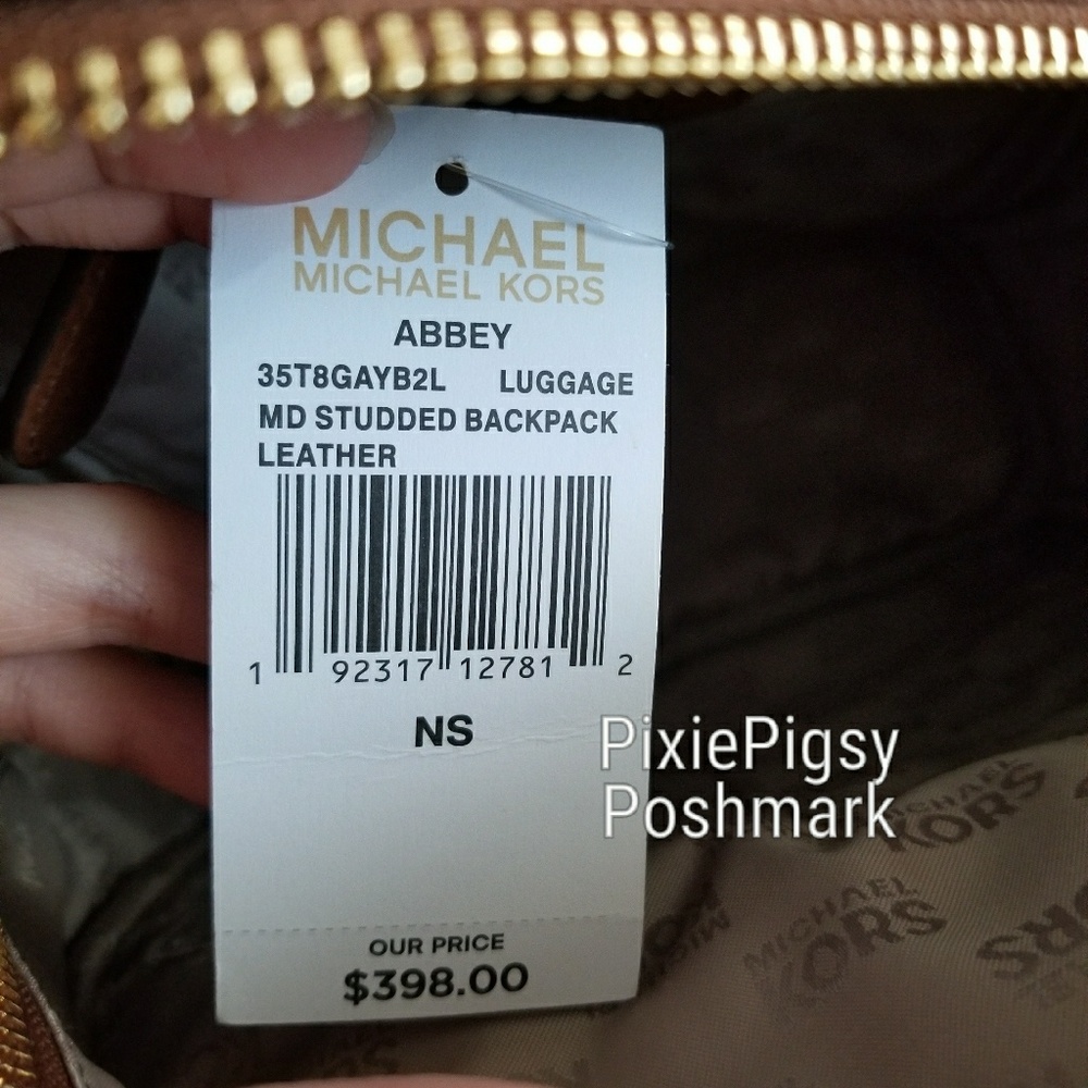 Michael Kors Abbey Studded Leather Backpack Bag - Picture 7 of 8